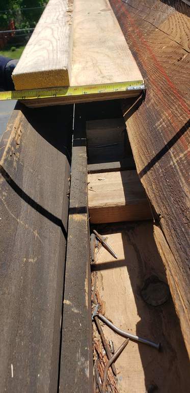 Gutter edge built up new wood.