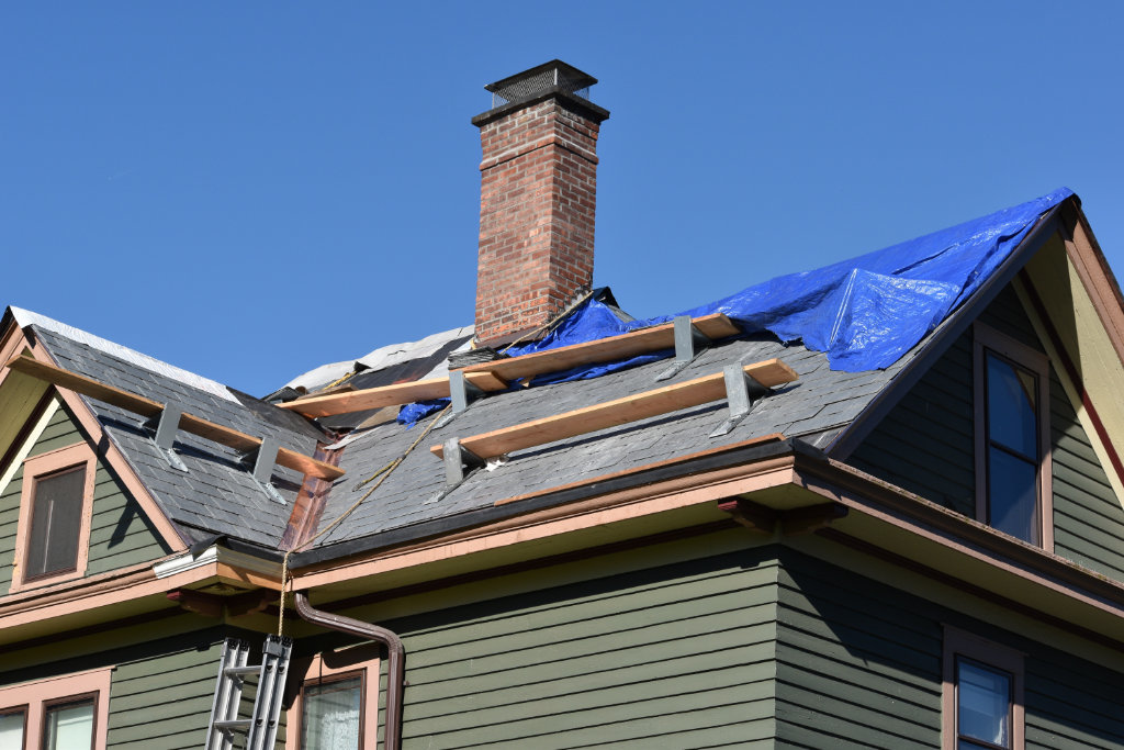 Slate on northeast corner.