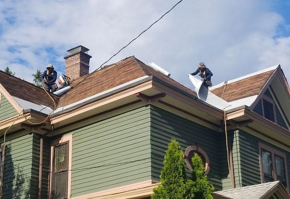 Waterproof membrane installation.