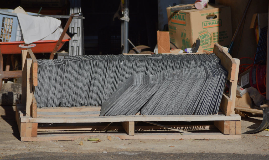 Leftover slate in garage.